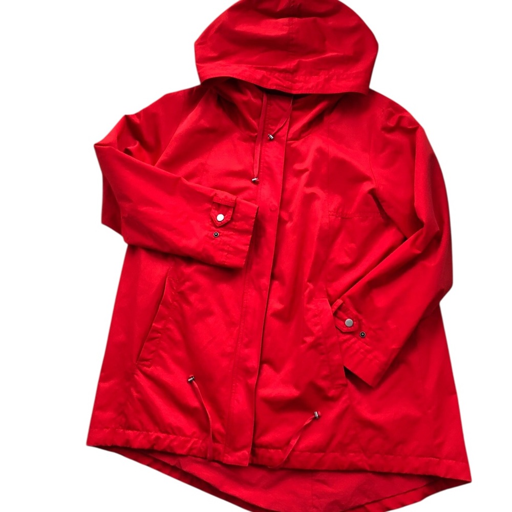 Eileen Fisher Red Hooded Rain Jacket